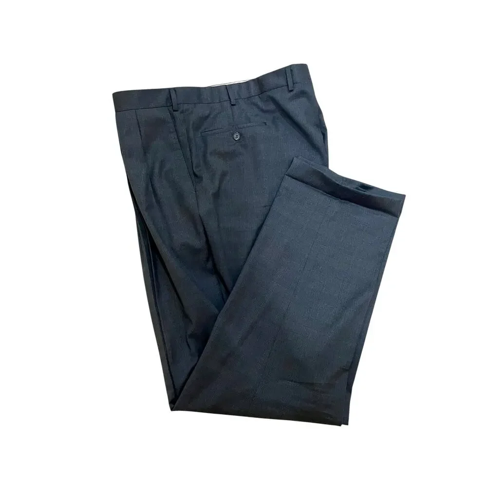 Samuelsohn Blazer Pant Suit Set Gray Plaid 48/42 Tall Long